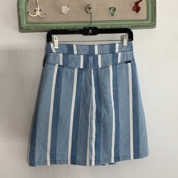 G Raw blue Stripe Denim distress Wrap Mini Skirt 27 asymmetrical medium - Picture 5 of 12
